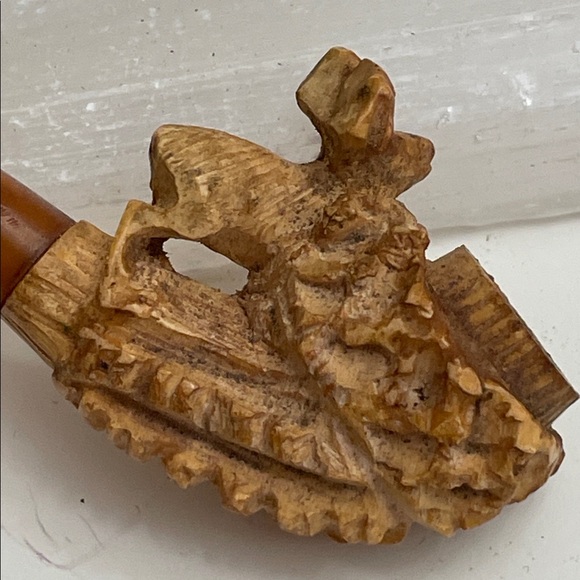 Antique Meerschaum Tobacco Pipe Carved Creature Design in Original Case - Picture 5 of 13